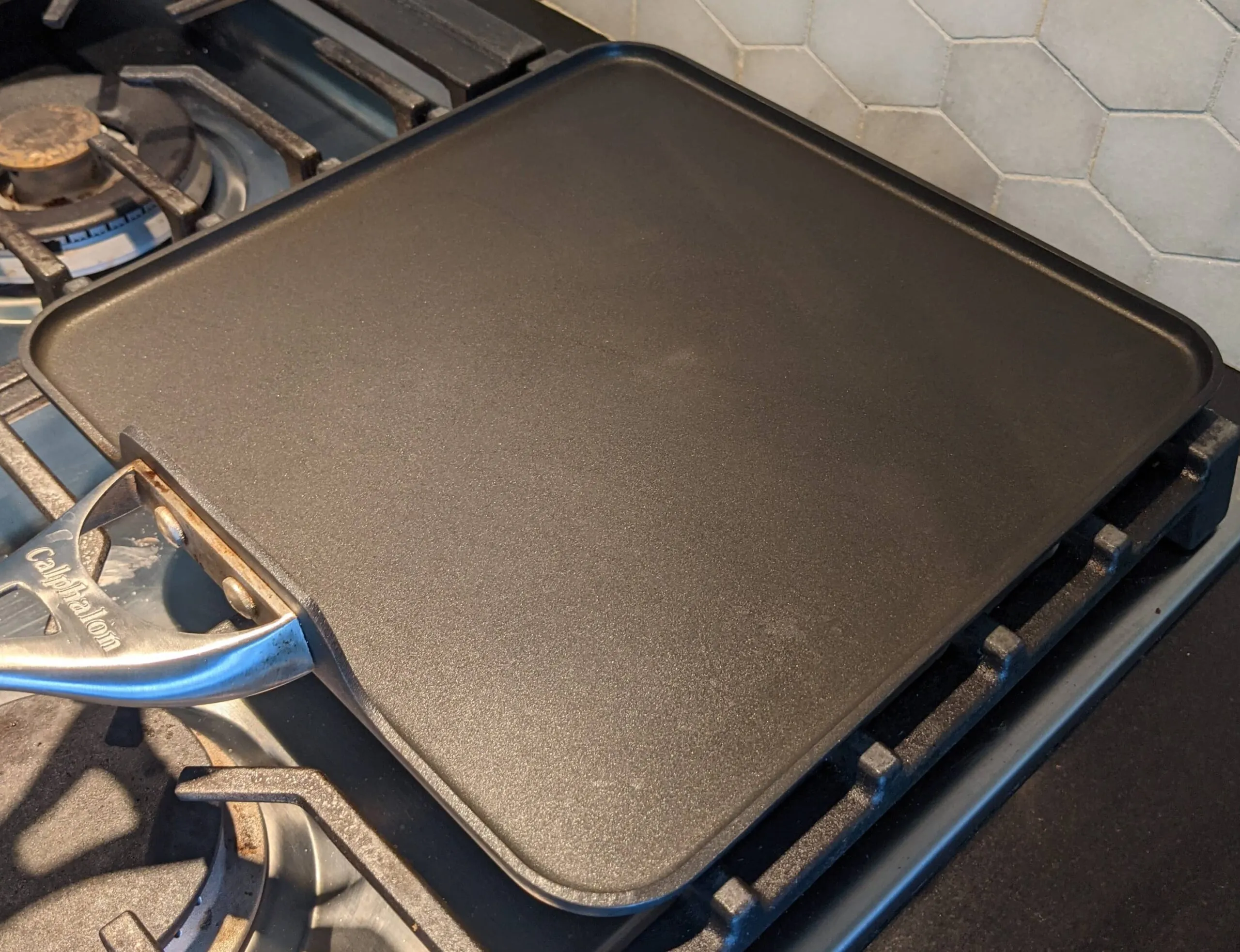 Griddle pan on a stove top